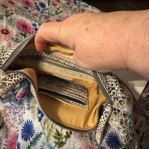 Latico Gray and Cream Clutch with Textured Accents